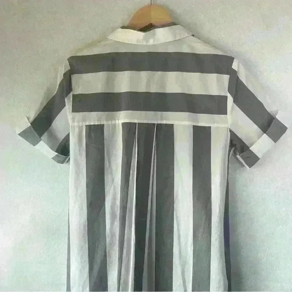 Chelsea & Theodore Women's Grey‎ White Striped Button Up T Shirt Dress Size S - Picture 10 of 13
